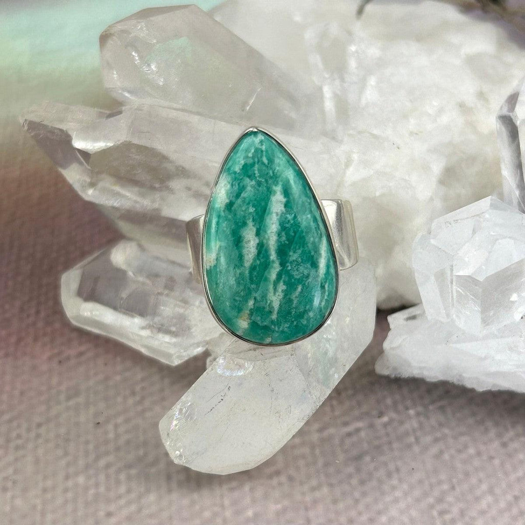 Amazonite Teardrop Rings
