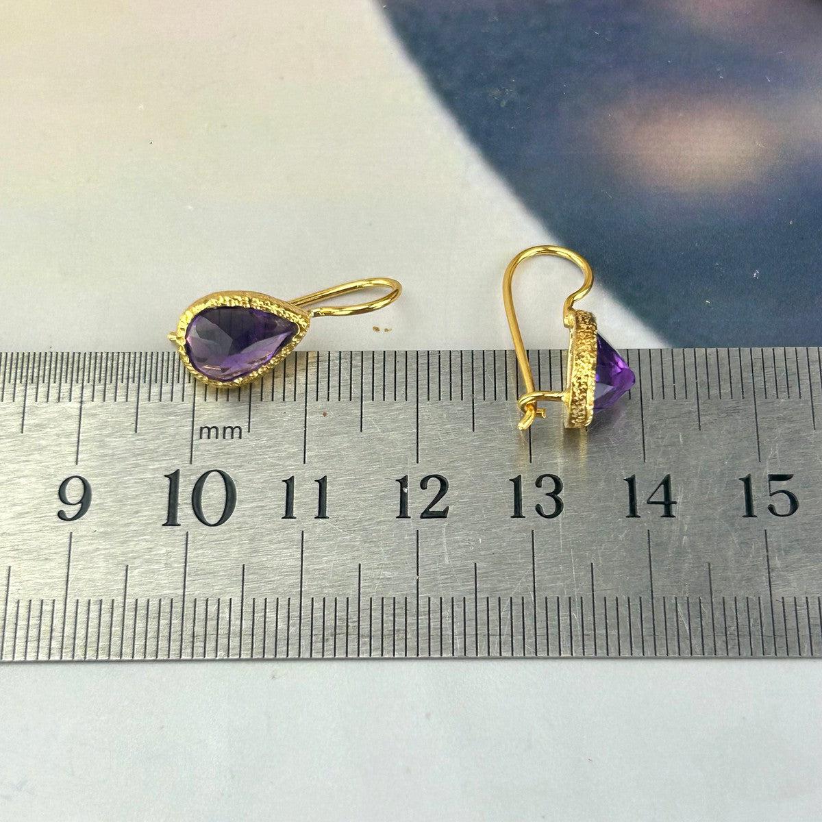 Amethyst Gold Drop Earrings