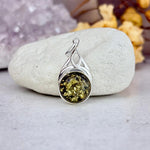 Baltic Green Amber Round Celtic Pendants