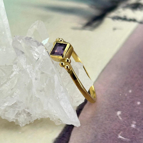 Amethyst Diamond Cut Ring