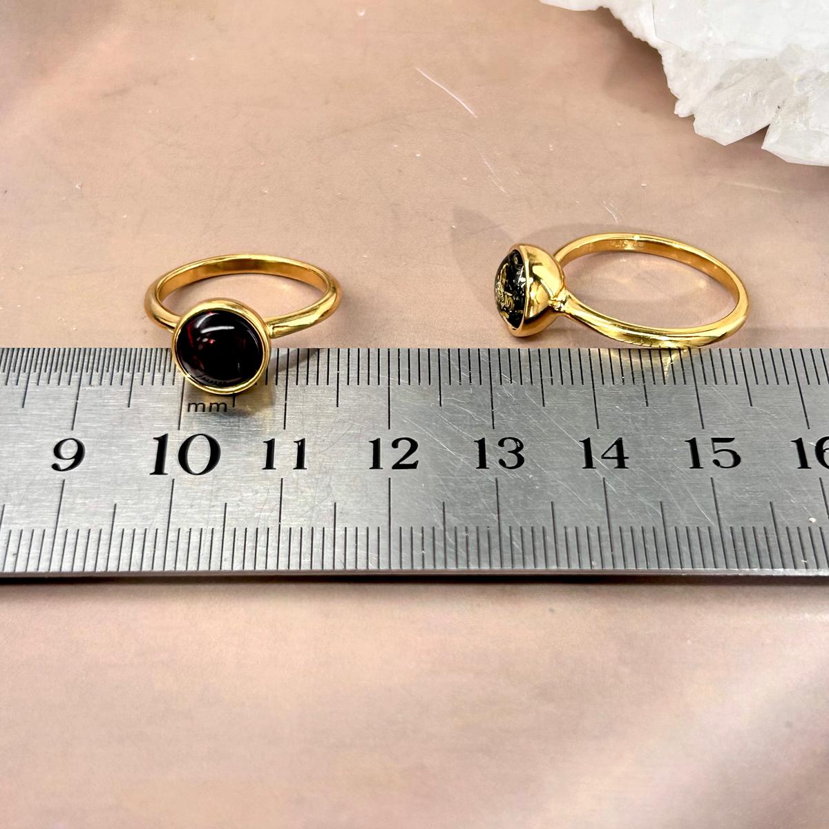 Round Amber Gold Ring