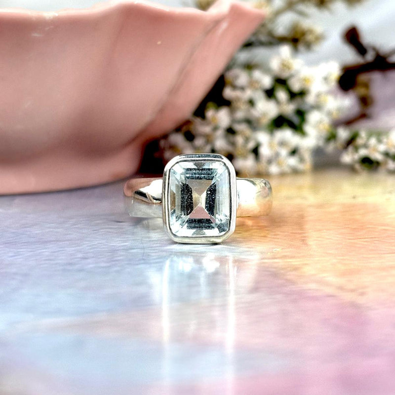 Princess Cut Aquamarine Ring