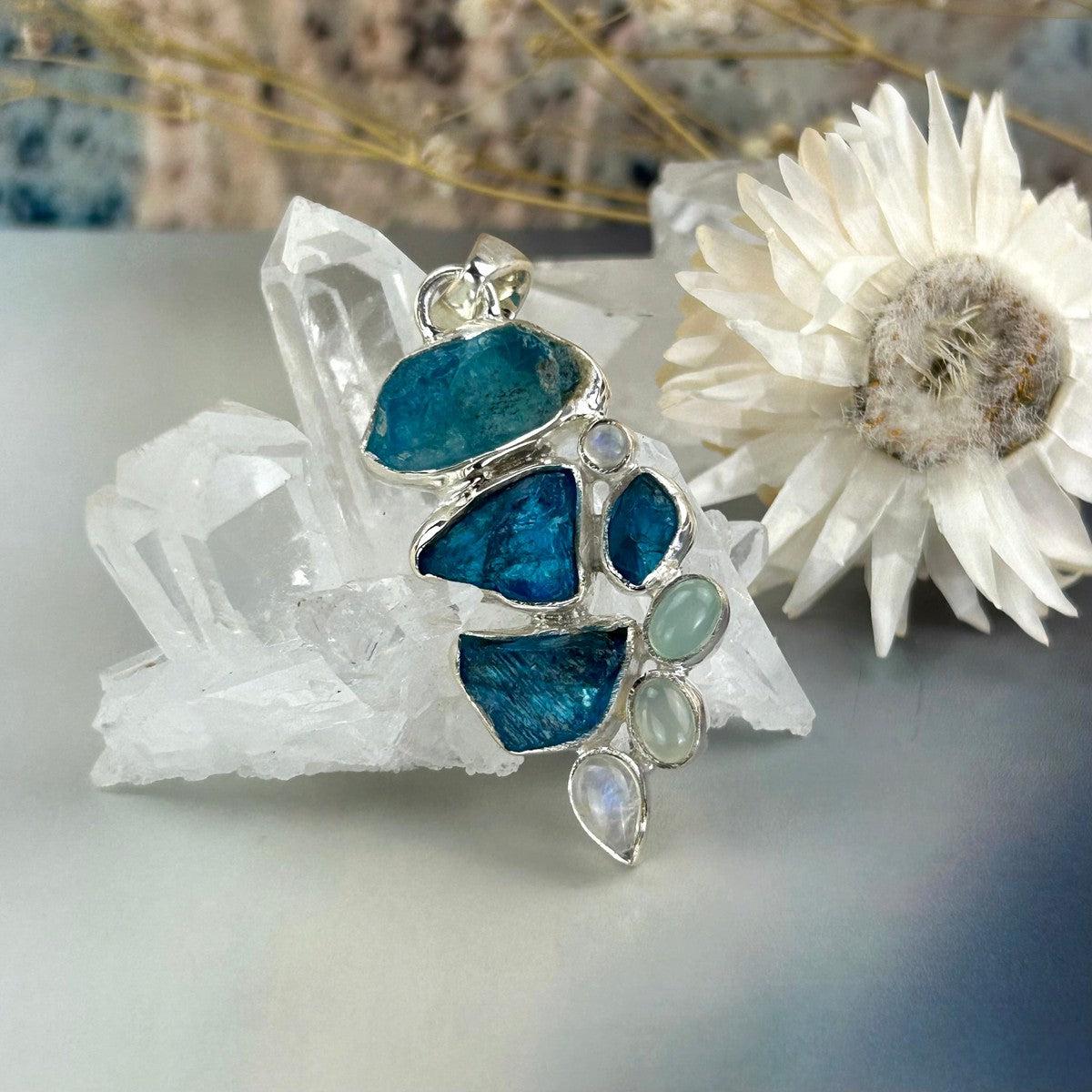 Mixed Crystal Silver Pendant