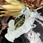 Green Amber Leaf Pendant