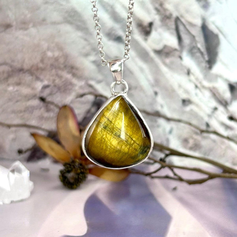 Golden Crystal Teardrop Pendant