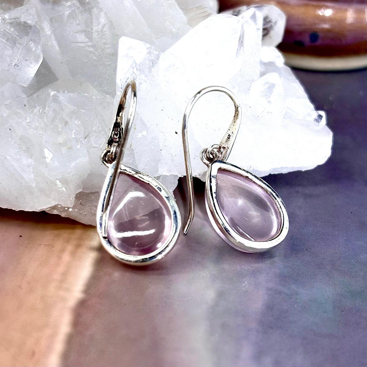 Sterling Silver Rose Quartz Earrings