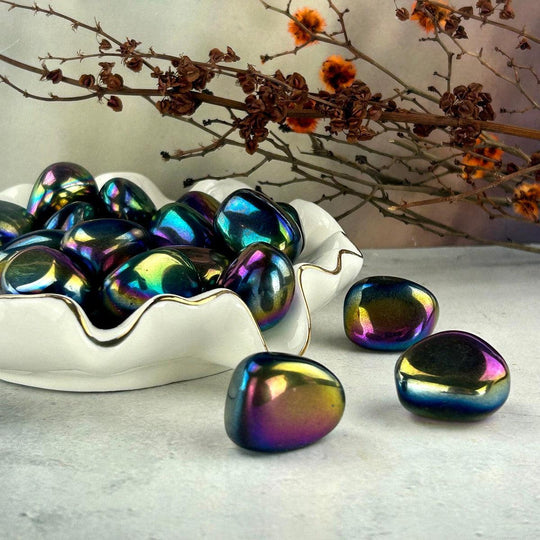 Titanium Rainbow Aura Hematite Tumbled Stones