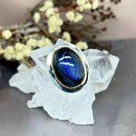 Labradorite Oval Brass Rim Ring