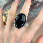 Black Crystal Oval Ring