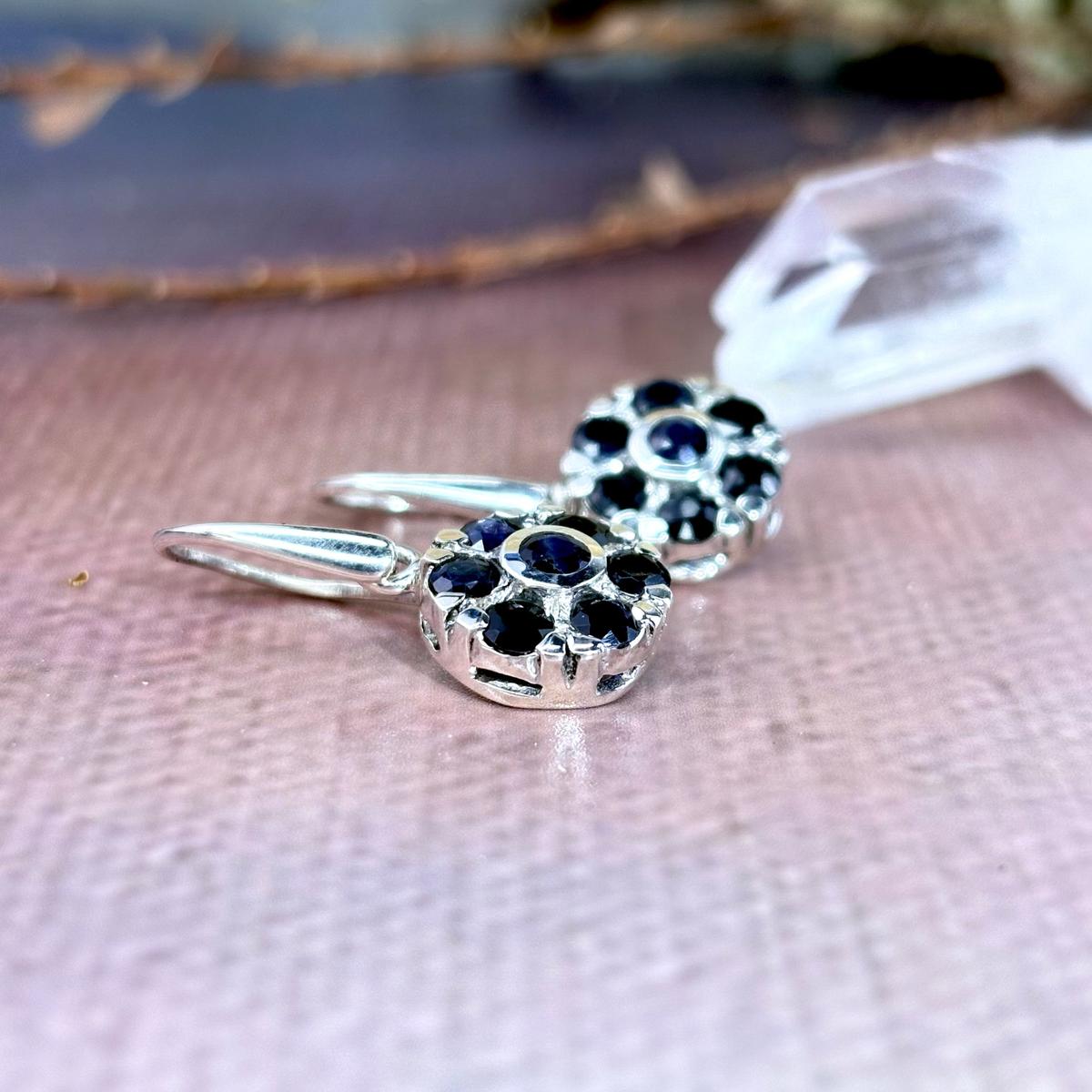 Sapphire Flower Earrings