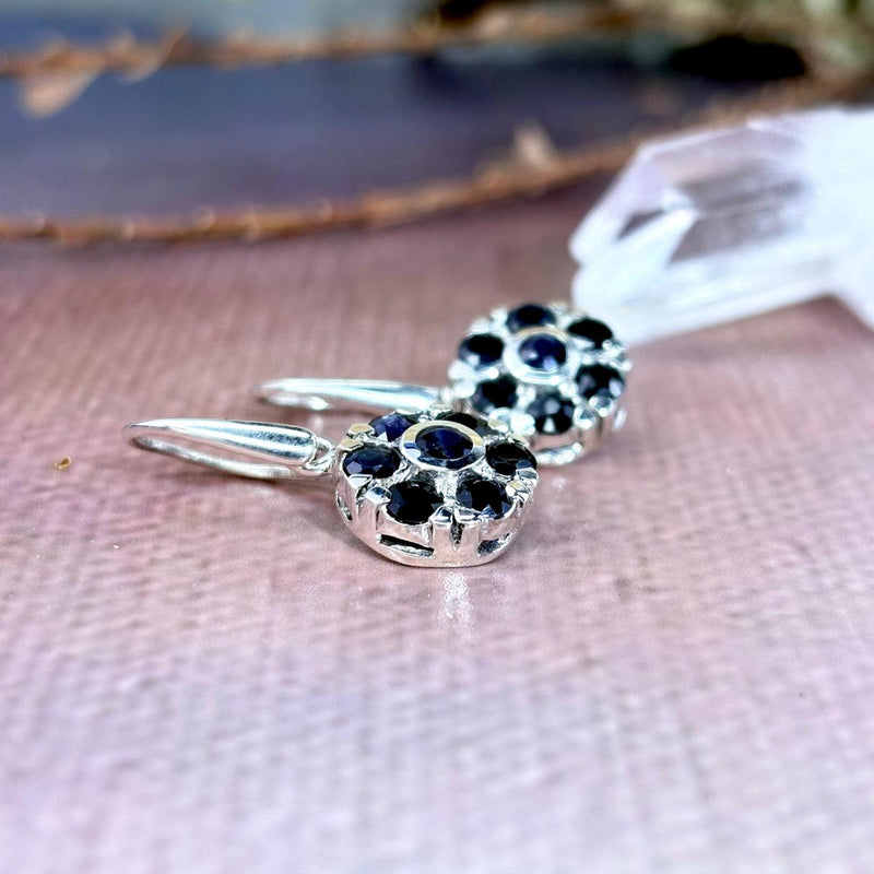 Sapphire Flower Earrings