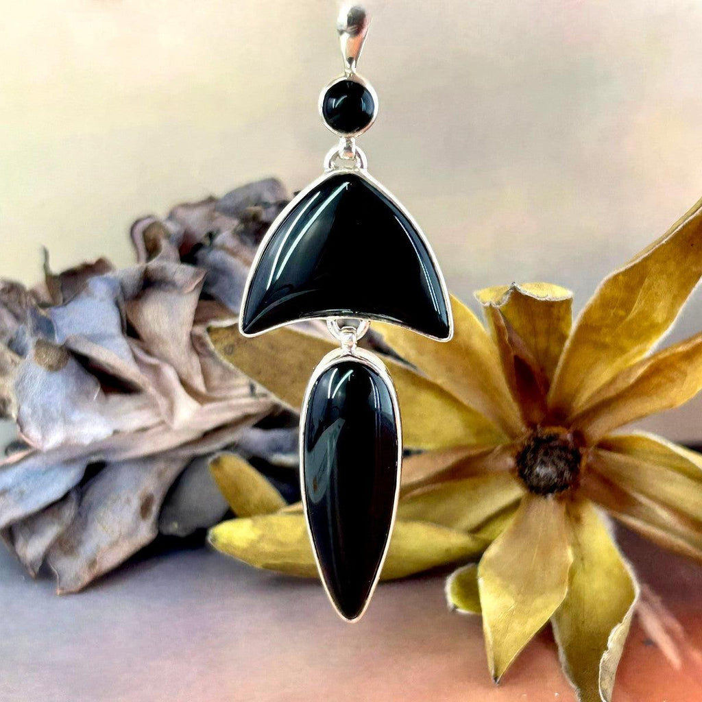 Black Onyx Geometric Shape Pendant