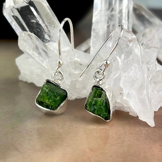 Chrome Diopside Raw Drop Earrings