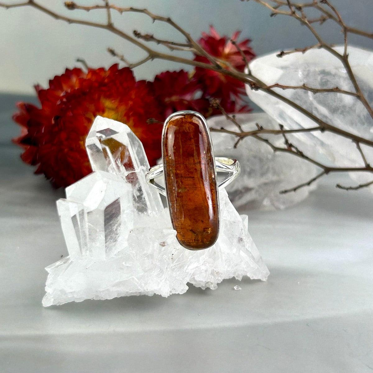 Crystal Bar Silver Ring