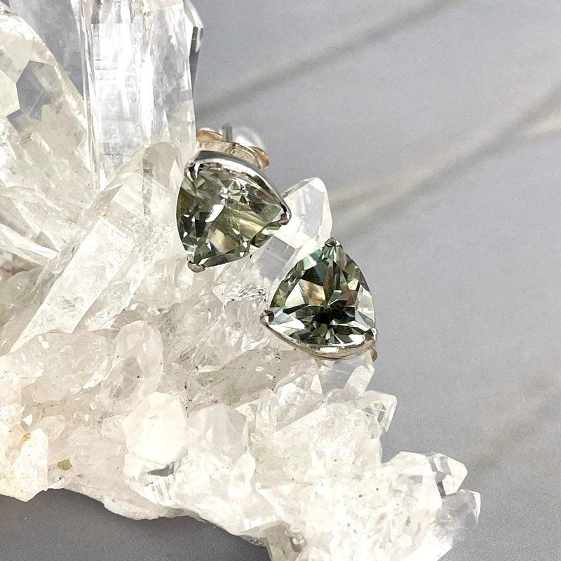 Green Amethyst Stud Earrings