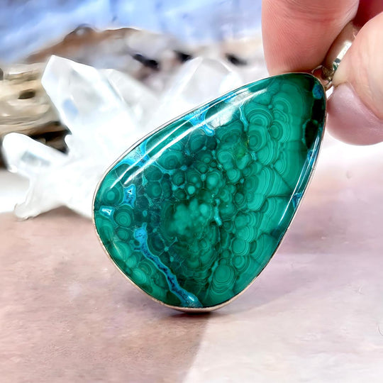 Malachite Chrysocolla Teardrop Large Pendant