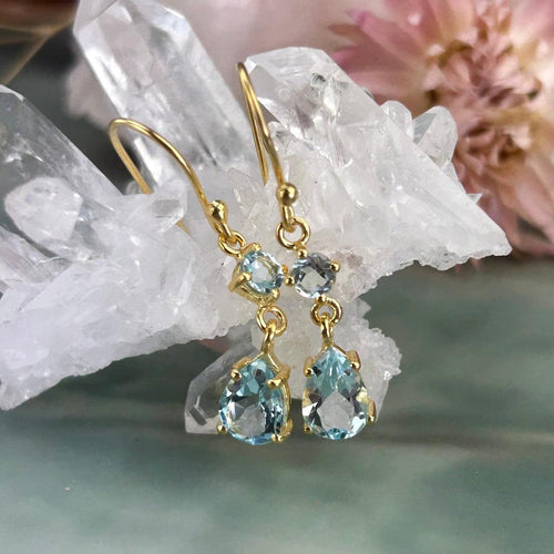 Blue Topaz Double Drop Earrings