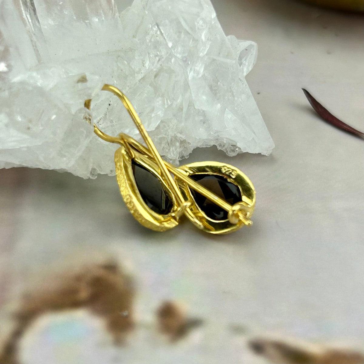 Brown Crystal Gold Earrings
