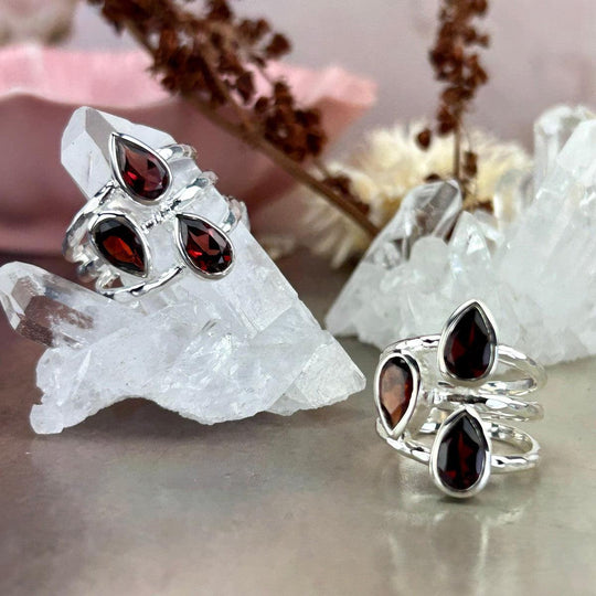 Garnet Triple Teardrop Ring
