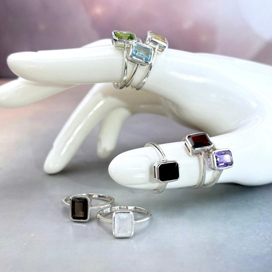 Assorted Gemstone Emerald Cut Ring