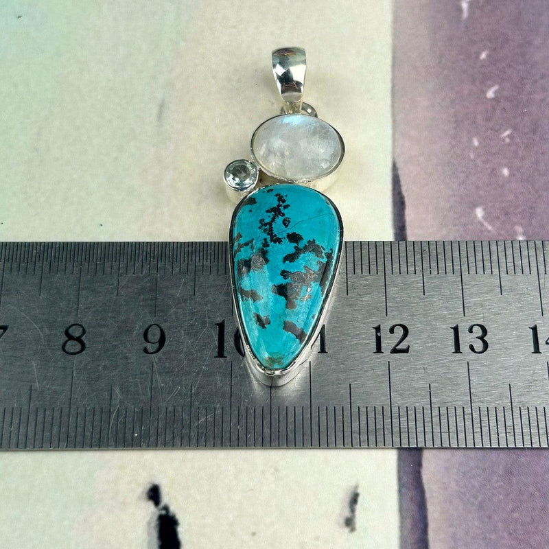 Mixed Stones In Silver Pendant