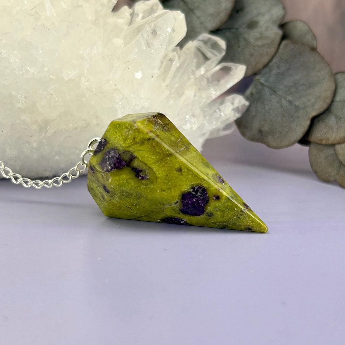 Green Serpentine And Stichtite Pendulum