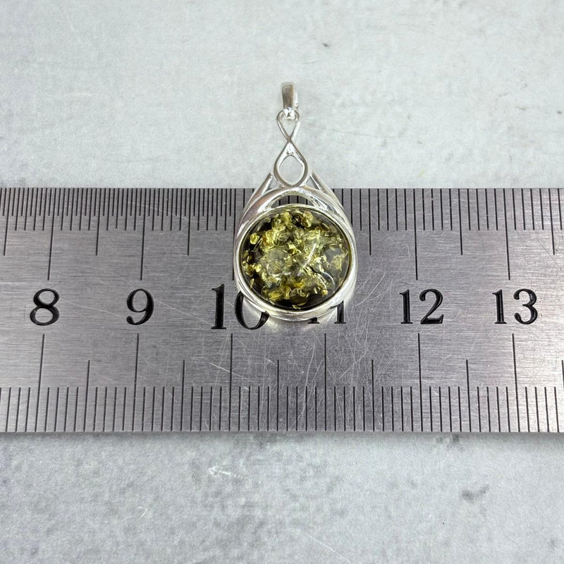 Baltic Green Amber Round Celtic Pendants