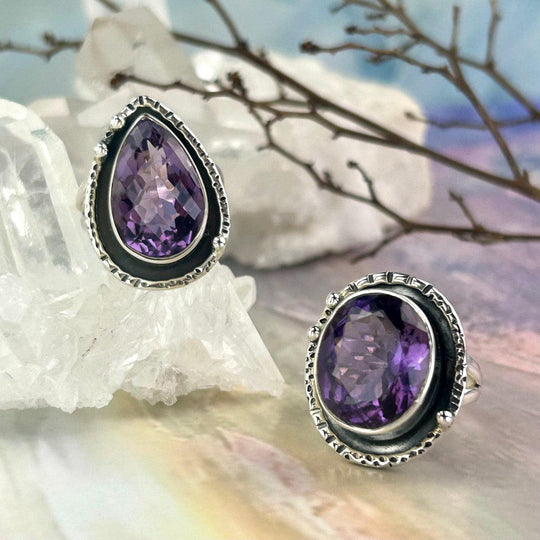 Amethyst Assorted Shape Ornate Rings