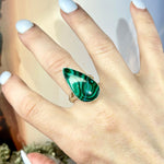 Malachite Elongated Teardrop Ring