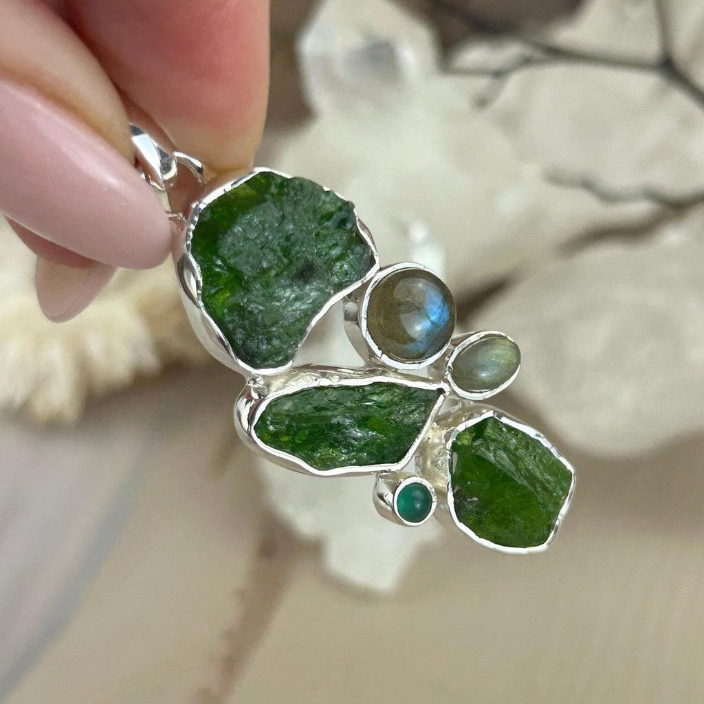 Mixed Stone Silver Pendant