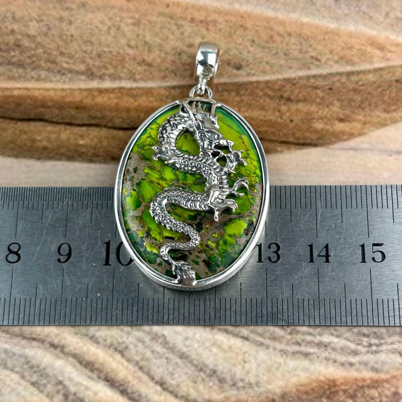 Green Crystal With Dragon Pendant