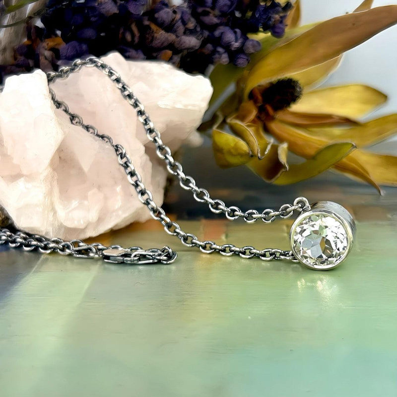 White Topaz Solitaire Necklace