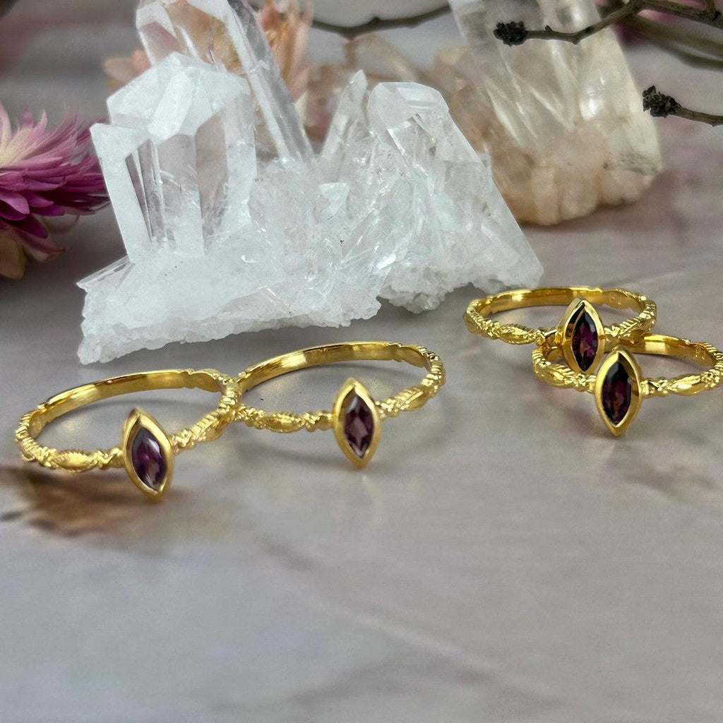 Pink Garnet Gold Ring