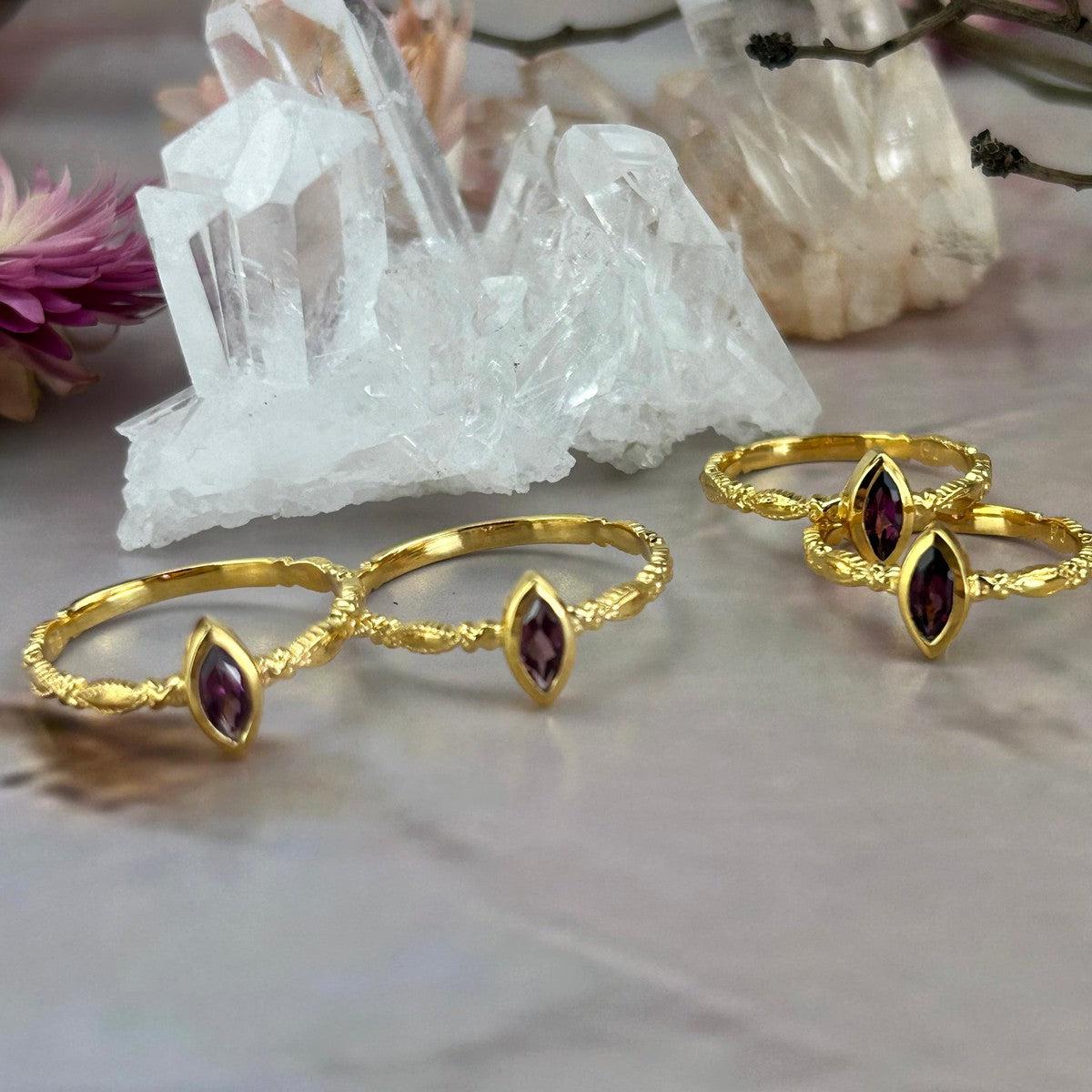 Pink Garnet Gold Ring