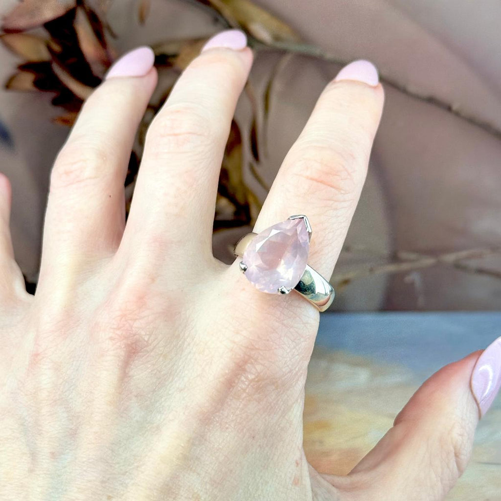 Large Size Rose Quartz Ring