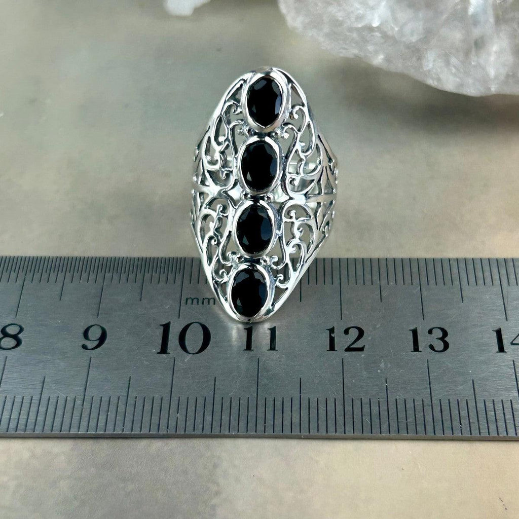 Black Oval Cut Stone Ring