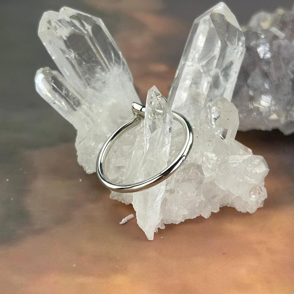 Rainbow Moonstone Silver Band Ring
