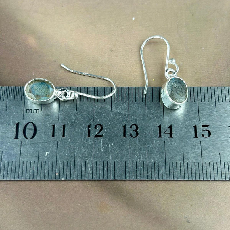 Labradorite Oval Cut Silver Earrings