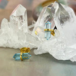 Blue Crystal Gold Stud Earrings