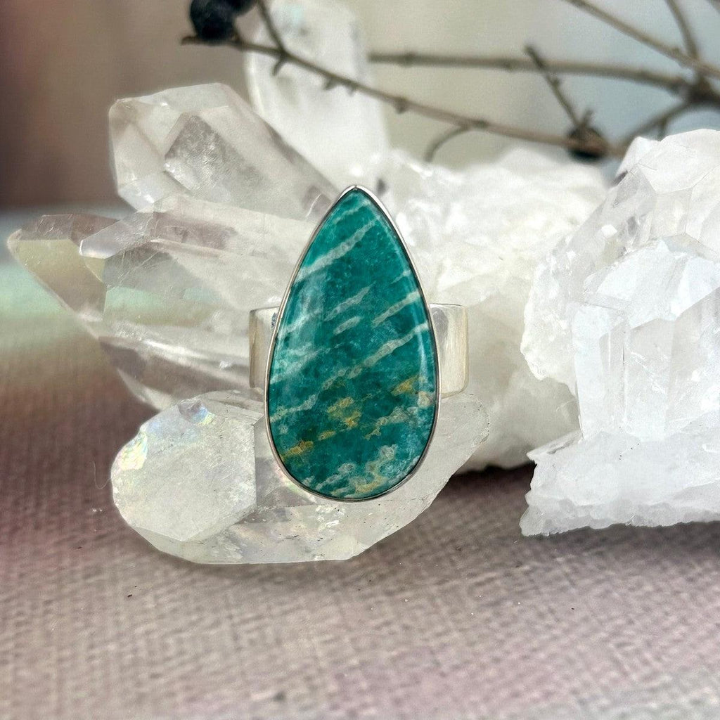 Amazonite Teardrop Rings