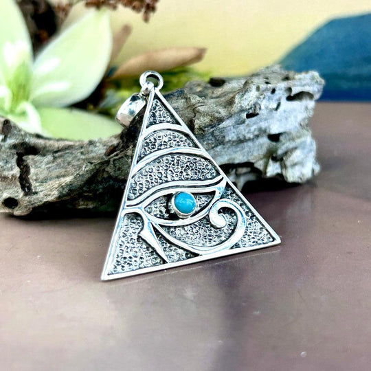 Amazonite Eye Of Horus Pyramid Pendant