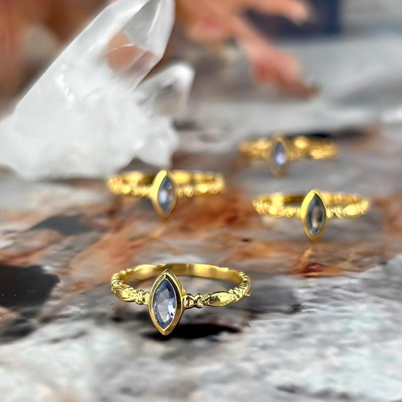Tanzanite Marquise Cut Gold Ring