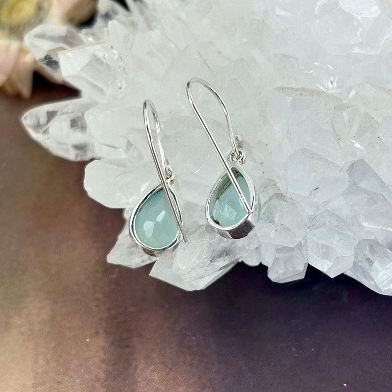 Aqua Coloured Stone Earrings