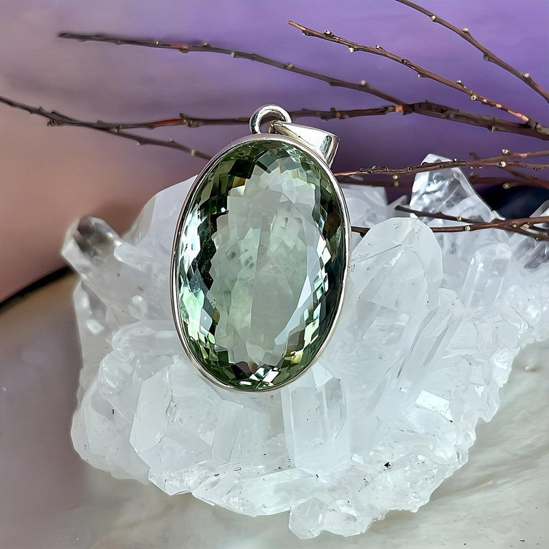 Oval Cut Green Amethyst Pendant