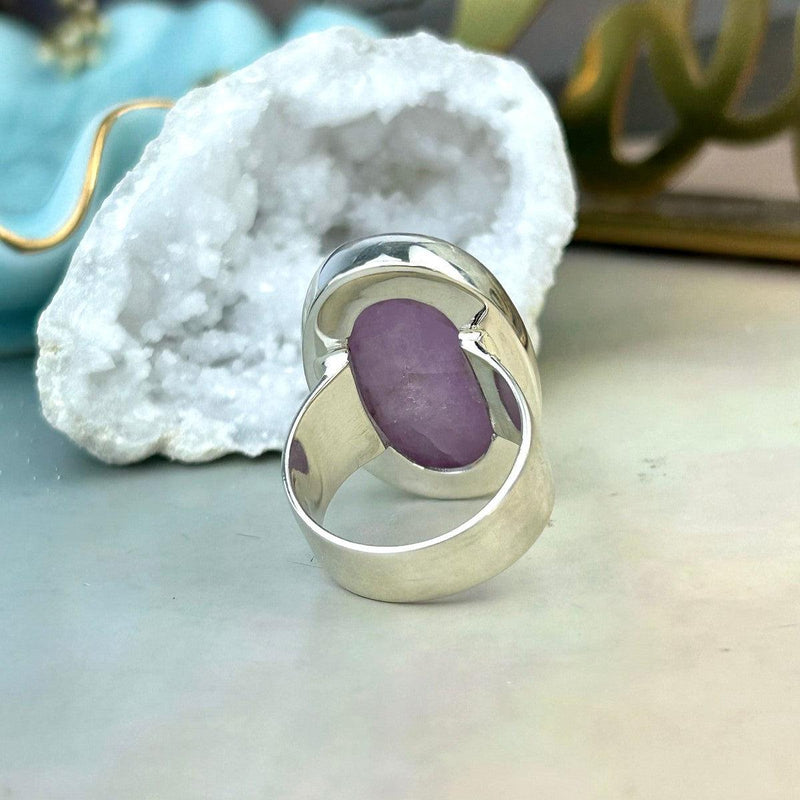 Purple Crystal Silver Ring