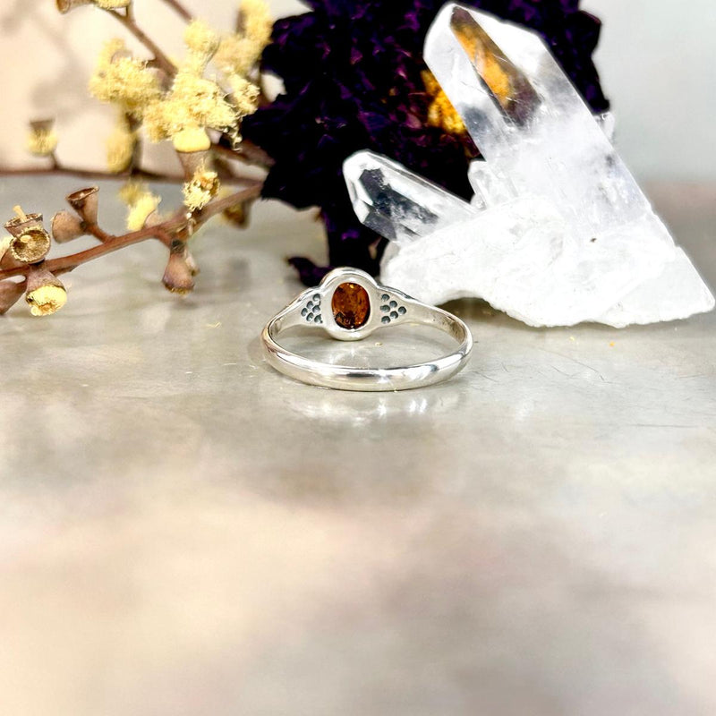Baltic Cognac Amber Oval Triquetra Ring