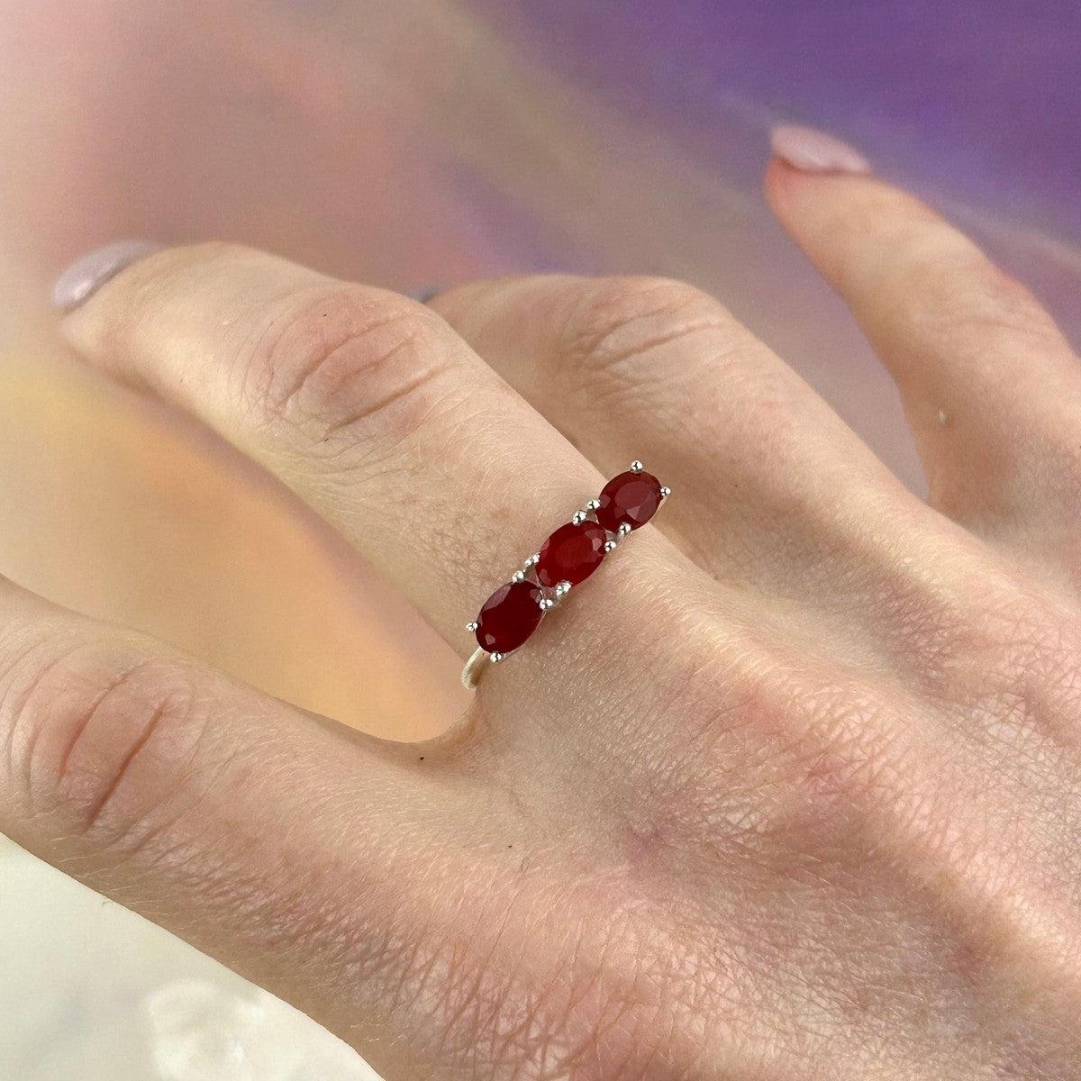 Assorted Gemstone Three Stone Stacker Rings