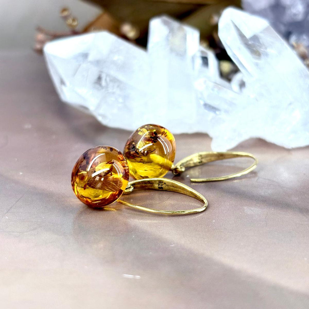 Yellow Orange Amber Earrings