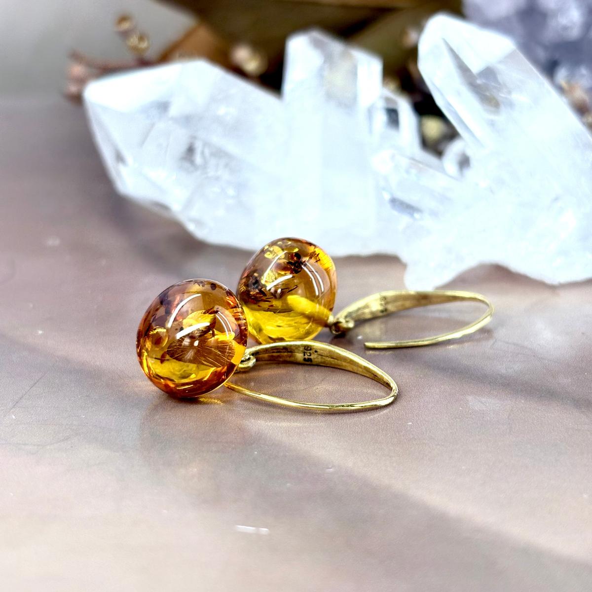 Yellow Orange Amber Earrings