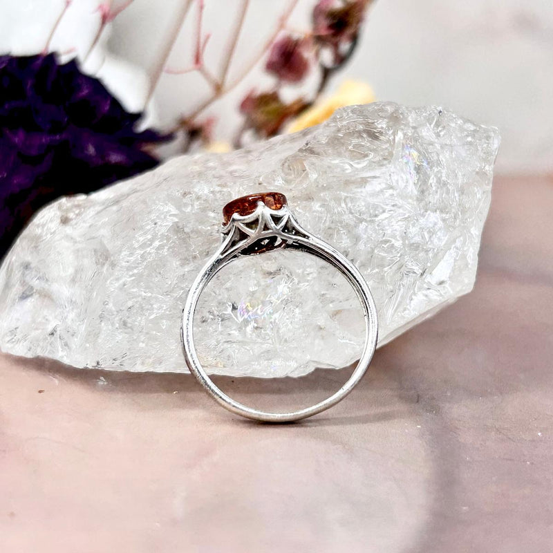 Baltic Cognac Amber Lattice Ring